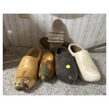 4 non matching wood clogs and sandals