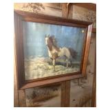 Vintage framed horse art