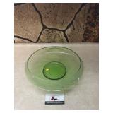 Green glass serving bowl