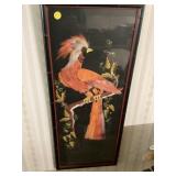 Painted feathered bird wall decor