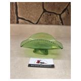 MCM green glass folded banana bowl