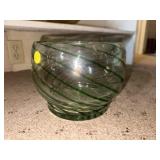 Green swirl glass vase