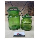 Green glass canisters