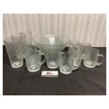 Coca Cola bowl, glasses