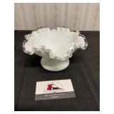 Milk glass ruffled dish
