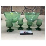 MCM etched glass bowls and goblets