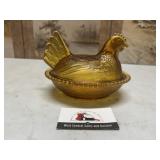 Amber glass Hen on a Nest