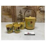 Ceramic ice bucket and glasses