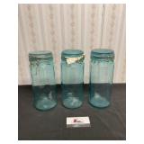 Blue glass canisters