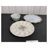 Egg platters and bowl