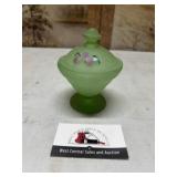 Green glass dish with lid