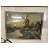 Framed windmill decor