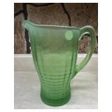 Vintage green glass pitcher