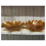 Marigold Orange Carnival Glass Bowls