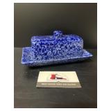 Blue butter dish