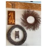 Two wreaths and Dog Art