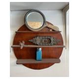 Wood shelf with misc decor