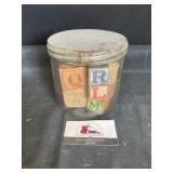 Vintage jar and blocks
