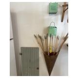 Door Decor, Metal Basket Flag Poles and green