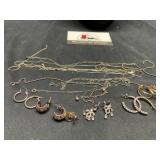 Scrap chain and earrings marked 925