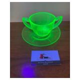 Uranium glass plate and cup