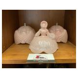 Vintage Pink Lady Glass Lamp with Shades