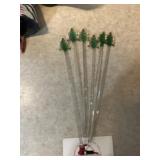 Glass Christmas tree drink stirrers