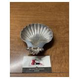 Metal shell trinket dish marked England