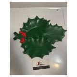 Plaster Holly Christmas platter