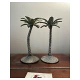 Metal Palm Tree Candlesticks