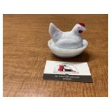 Milk glass hen on a nest