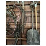 Assorted shovels, schytheï¿½s, wire , post hole
