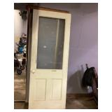 Victorian etched glass door approximately 32 x 8