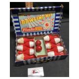 Plastic ducks, bowling kit