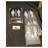 Pack of three unisex restroom signs