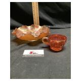 Fenton holly pattern Marigold Carnival glass bowl