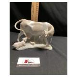 Lladro porcelain cow with pig