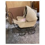 Vintage wicker baby buggy