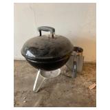 Tabletop grill. And charcoal chimney.