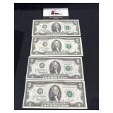 Group of 4 $2 Bills 1976-2003