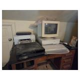 Packard bell computer, vcr and desk and