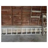 Extension ladder and wooden ladder