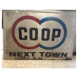 Metal COOP green back sign