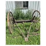Steel wheel yard art