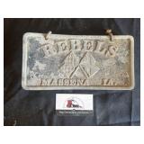 Heavy metal Rebels Massena, IA plaque