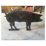 Vintage metal pig mailbox topper
