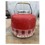Vintage red metal drink dispenser