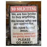 Metal No solicitation sign