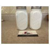 Milk glass salt and pepper shakers