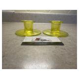 Canary yellow Vaseline uranium candle stick